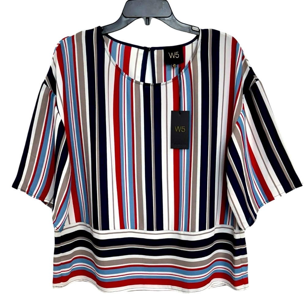 Anthropologie W5 Women’s Striped Blouse - Red, Blue, White Size M **274 - Picture 2 of 4